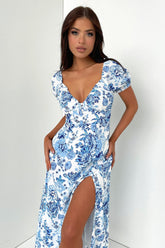 Solem Midi Dress - Blue Floral